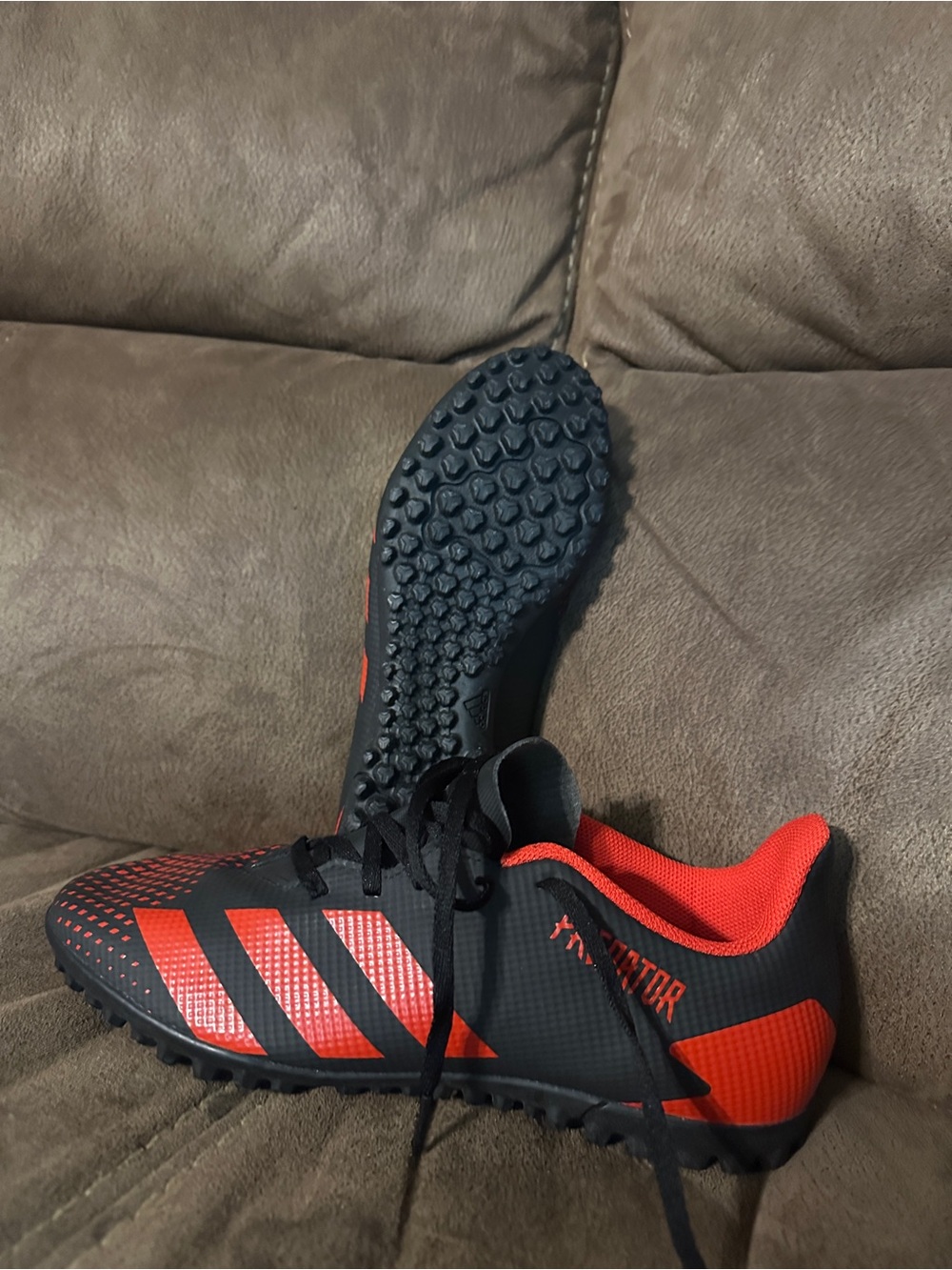 adidas Predator Turf Soccer Shoes - Black & Red Accent